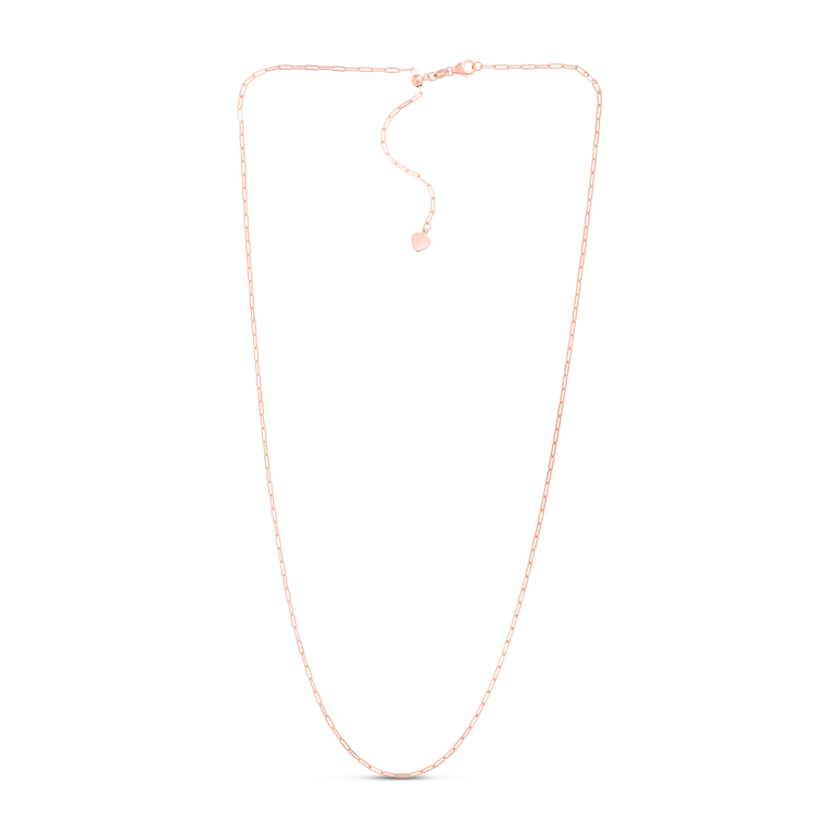 14K Rose Gold 1.5mm Adjustable Paperclip 22 Chain with Lobster Lock