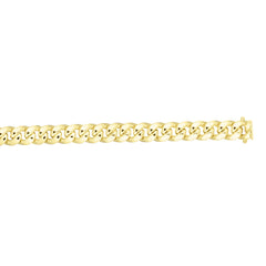 10K Yellow Gold 24 6.6mm Semi-Solid Classic Miami Cuban Chain with Box Lock