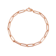 14K Rose Gold 7.5 4.2mm Paperclip Chain Bracelet with Lobster Lock
