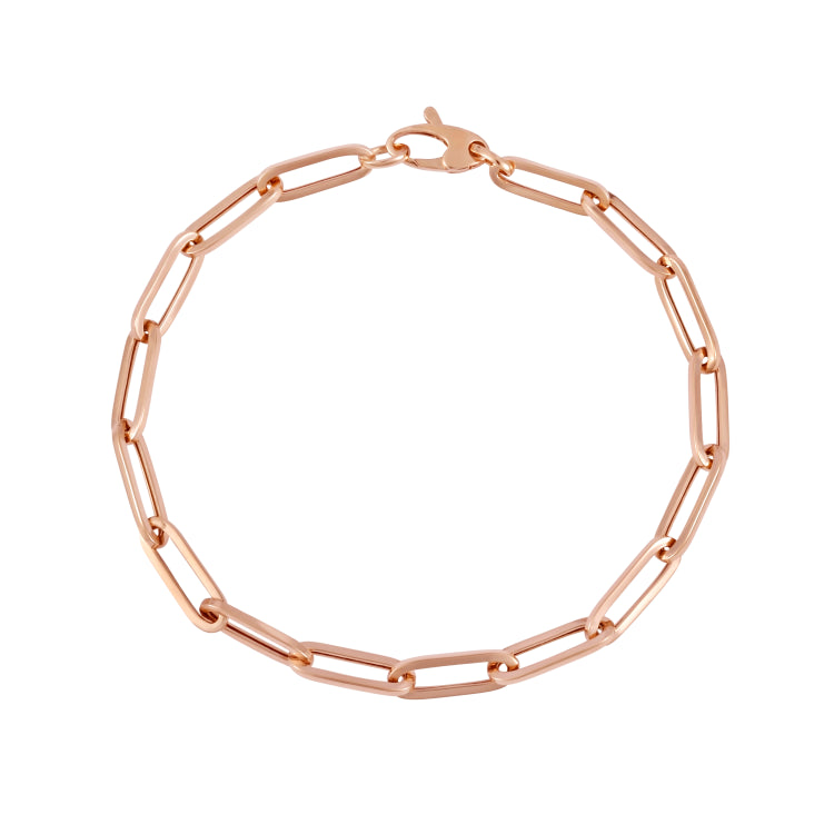 14K Rose Gold 4.2mm Paperclip 18 Necklace Chain with Lobster Lock