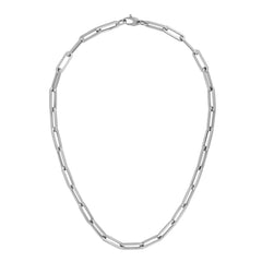 14K White Gold 7.5 6.1mm Paperclip Chain Bracelet with Lobster Lock