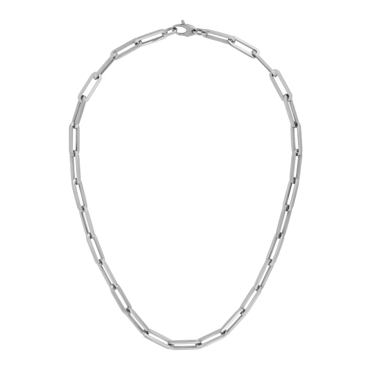 14K White Gold 6.1mm 18 Paperclip Chain Necklace with Lobster Lock