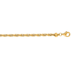 10K Yellow Gold 6mm 24 Diamond Cut Solid Royal Rope Chain with Lobster Clasp