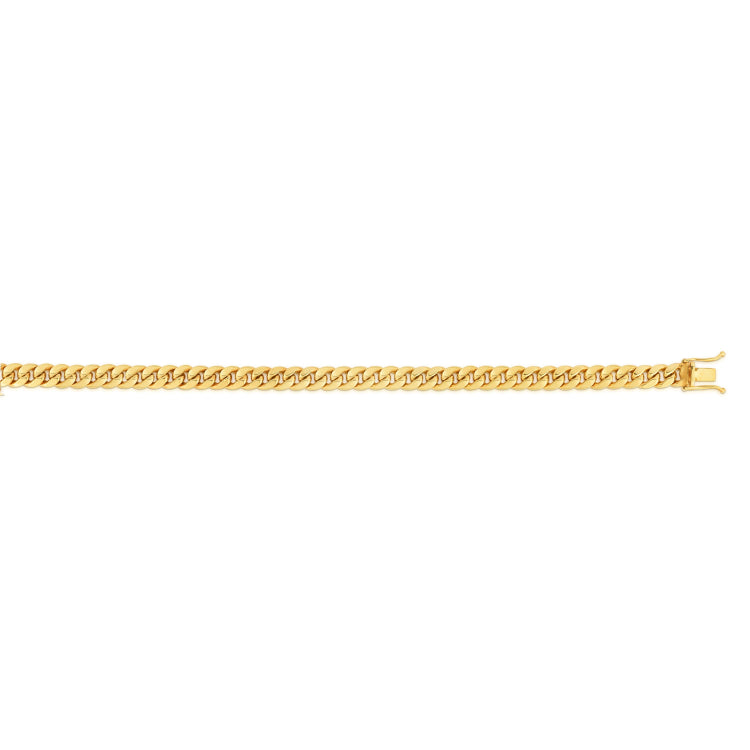 14K Yellow Gold 22 4.5mm Semi-Solid Miami Cuban Chain with Box Clasp