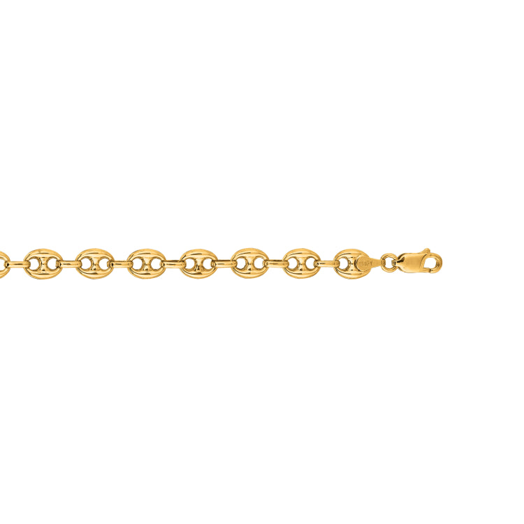 14K Yellow Gold 9mm 24 Puffed mariner Chain with Lobster Clasp