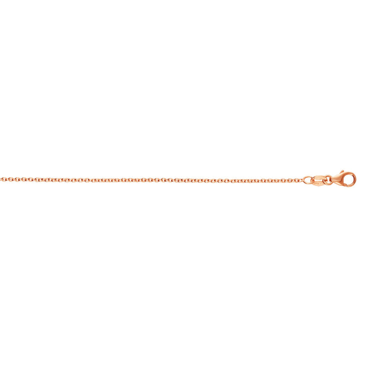 14K Rose Gold 1.25mm 16 Round Cable Chain with Lobster Clasp