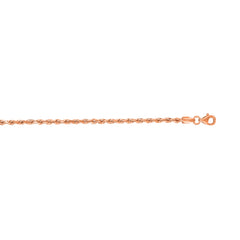 14K Rose Gold 18 2.3mm Diamond Cut Solid Royal Rope Chain with Lobster Clasp