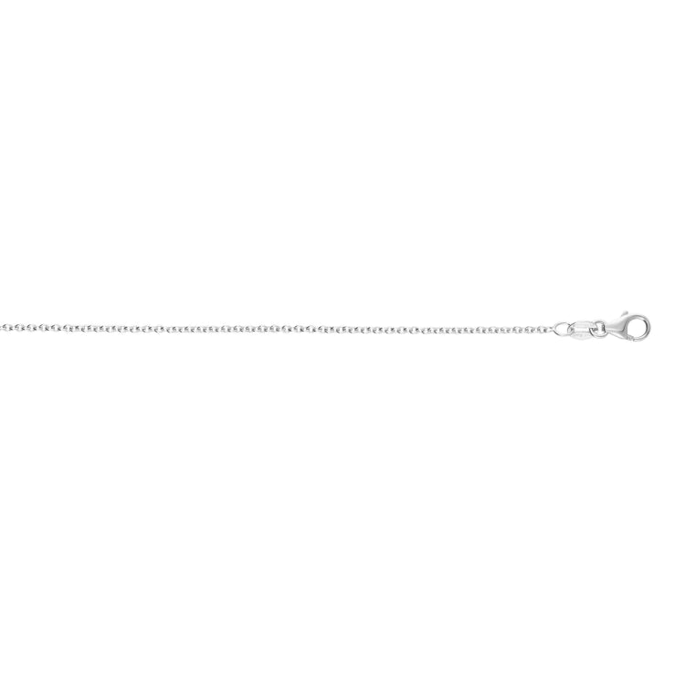 14K White Gold 1.5mm 16 Round Cable Chain with Lobster Clasp
