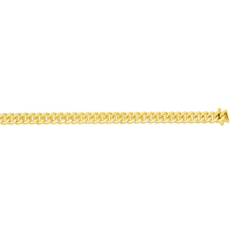 10K Yellow Gold 22 5mm Semi-Solid Miami Cuban Chain with Box Clasp