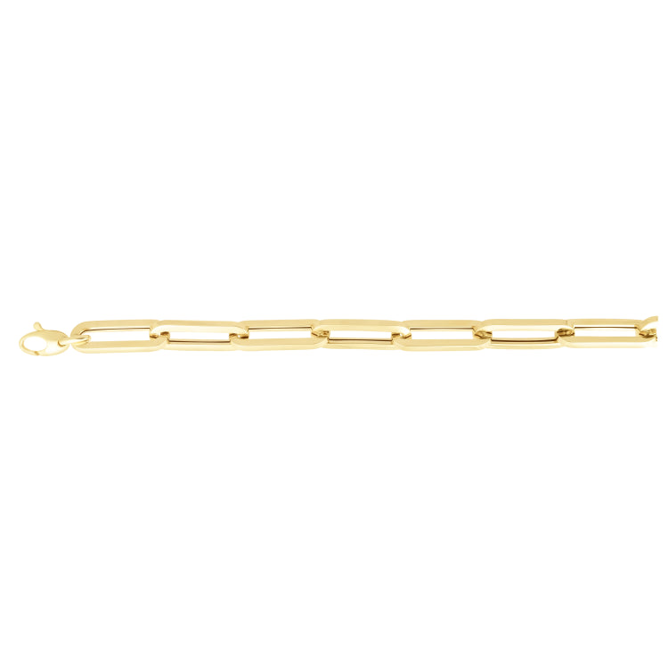 14K Yellow Gold 9.6mm Paperclip 8 Bracelet with Lobster Clasp