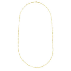 14K Yellow Gold 20 2.8mm Alternating Paperclip Link Chain Necklace with Lobster Lock.