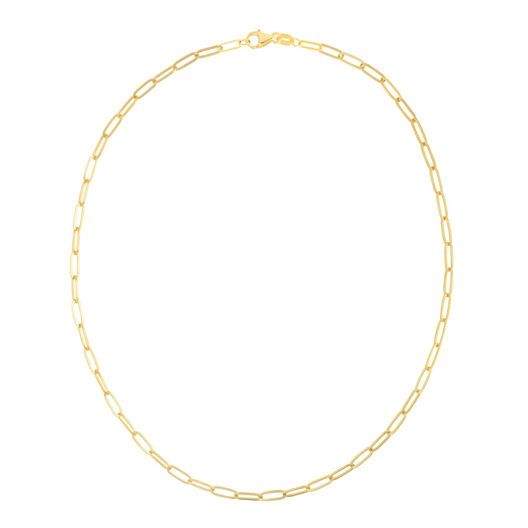 14K Yellow Gold 3.5mm Paperclip 7.25 Chain Bracelet