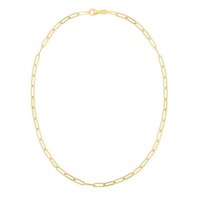 14K Yellow Gold 4mm Paperclip 20 Chain Necklace