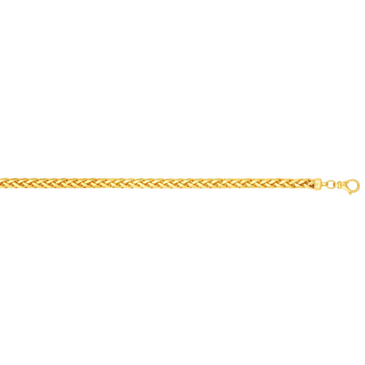 14K Yellow Gold 4mm Diamond Cut Round Franco 8.5 Chain Bracelet with Lobster Lock
