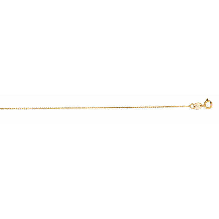 14K Yellow Gold 0.9mm Diamond Cut Cable 20 Chain with Spring Ring