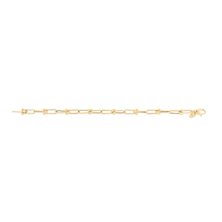 14K Yellow Gold 5.9mm Jax Link 7.5 Chain Bracelet with Lobster Clasp.