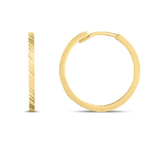 14K Yellow Gold Diamond Cut Round Hoops with Snap Clasp