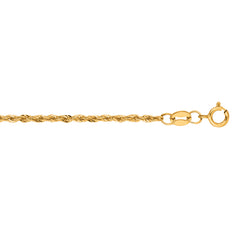 14K Yellow Gold 1.5mm Lite Rope 7 Chain Bracelet with Lobster Lock