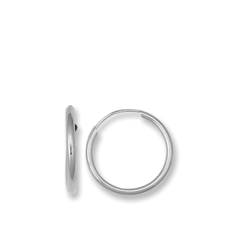 14K White Gold 1mm x 13.4mm Endless Hoop Earring