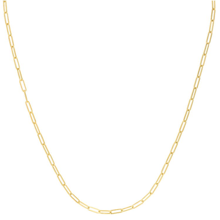 10K Yellow Gold 2.5mm Paperclip 7 Chain Bracelet with Lobster Lock