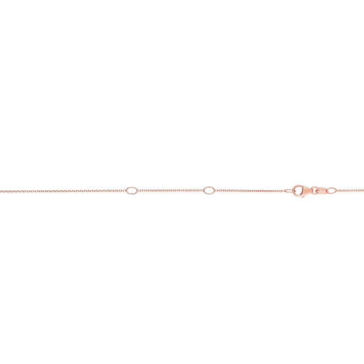 14K Rose Gold 0.97mm Double Extendable Cable Chain with Lobster Lock. Total length 18 with jump Ring at 16 and 17 inch.