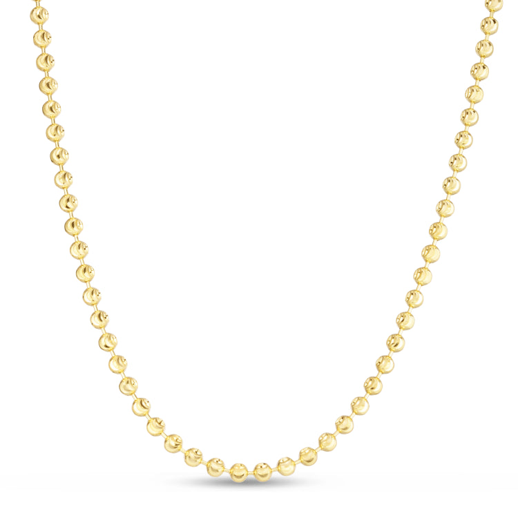 14K Yellow Gold 3mm Moon 24 Chain Necklace with Lobster Clasp