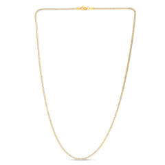 14K Two-tone Gold 2.3mm Round Pave Franco 20 Chain Necklace with Lobster Clasp