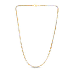 14K Two-tone Gold 3.2mm Round Pave Franco 8 Chain Bracelet with Lobster Clasp