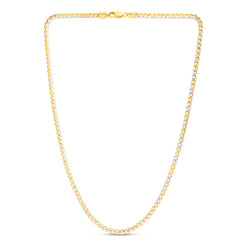 14K Two-tone Gold 4mm Round Pave Franco 22 Chain Necklace with Lobster Clasp