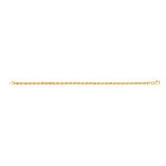 14K Yellow Gold 3mm Silk Rope 8 Chain Bracelet with Lobster Clasp