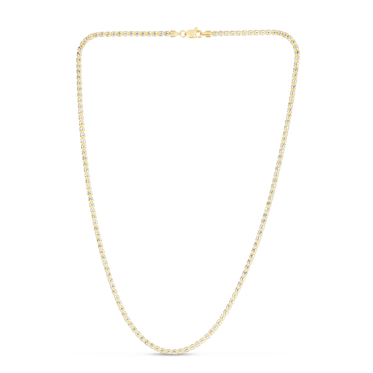14K Two-tone Gold 18 2.7mm Fancy Ice Chain Necklace with Lobster Clasp