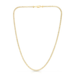 14K Two-tone Yellow Gold 24 3.3mm Fancy Ice Chain Necklace with Lobster Clasp