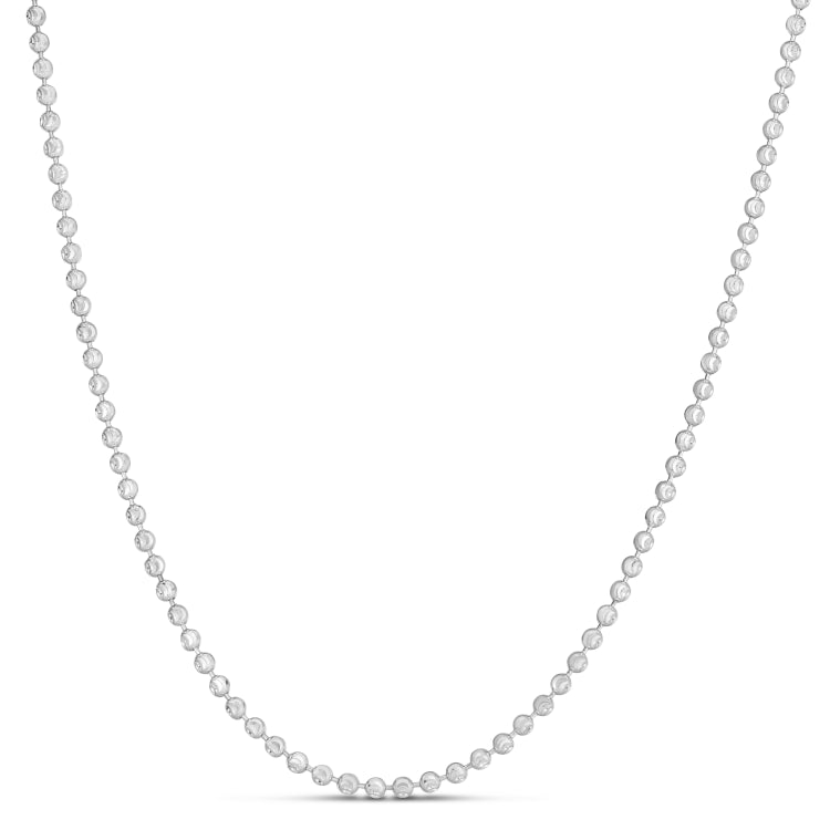 14K White Gold 2.5mm Moon 20 Chain Necklace with Lobster Clasp