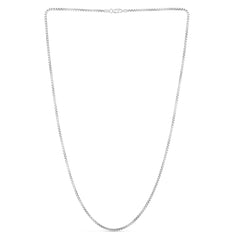 Sterling Silver 1.9mm Rockstar Cut Round Box 16 Chain with Lobster Clasp. Item has rhodium finish.