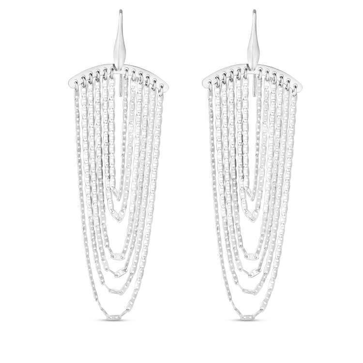 Sterling Silver Multi Strand Chain Drop Chandelier Earrings with Euro Wire
