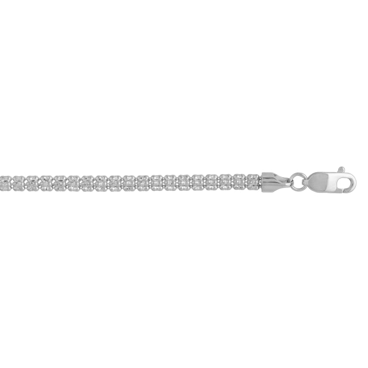 14K White Gold 3.3mm Fancy Ice 8 Chain Bracelet with Lobster Clasp