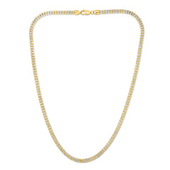 14K Two-tone Yellow Gold 22 4.25mm Fancy Ice Chain Necklace with Lobster Clasp