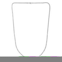 14K White Gold 24 2.5mm Solid Round Box Chain with Lobster Clasp
