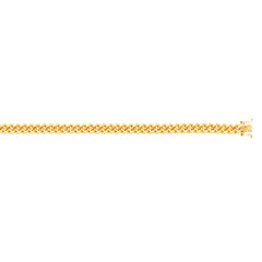 Silver (14k Yellow Gold Plated) 7mm Polished 8.5 Miami Cuban Chain Bracelet with Box Clasp.
