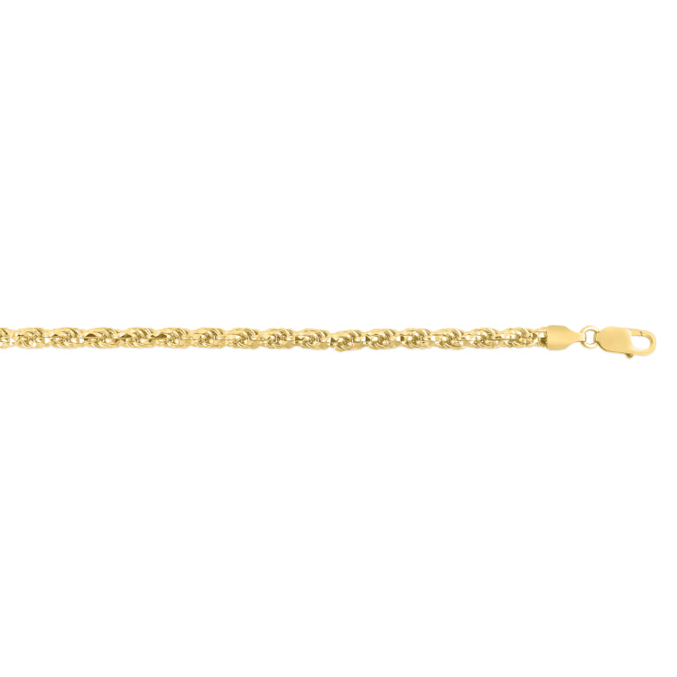 Silver (14k Yellow Gold Plated) 5mm 24 Diamond Cut Royal Rope Chain Necklace with Lobster Clasp.