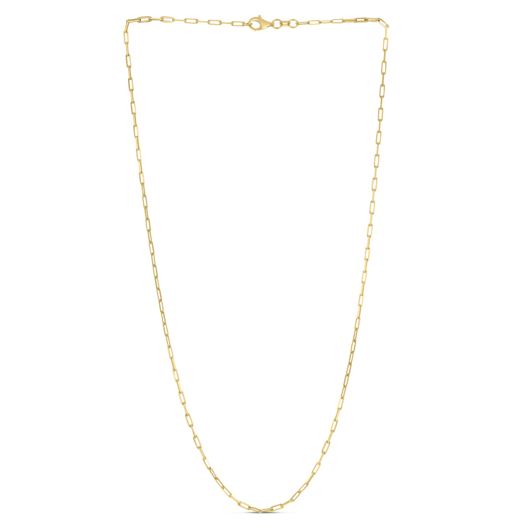 Silver (14k Yellow Gold Plated) 16 1.8mm Diamond Cut Paperclip Chain Necklace with Lobster Clasp.