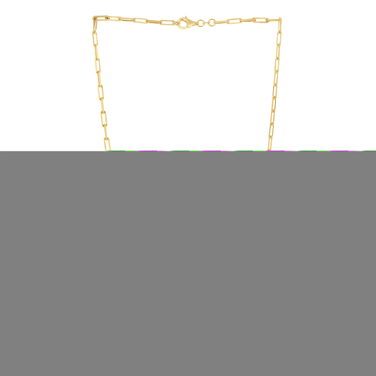 Silver (14k Yellow Gold Plated) 18 2.95mm Diamond Cut Paperclip Chain Necklace with Lobster Clasp.