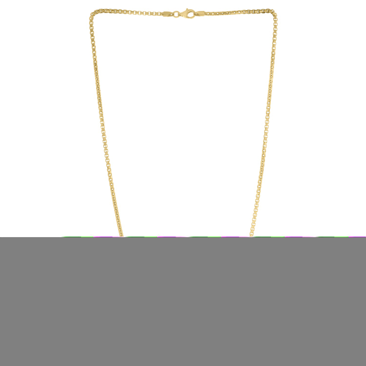 Silver (14k Yellow Gold Plated) 24 2.1mm Polished Round Box Chain Necklace with Lobster Clasp.