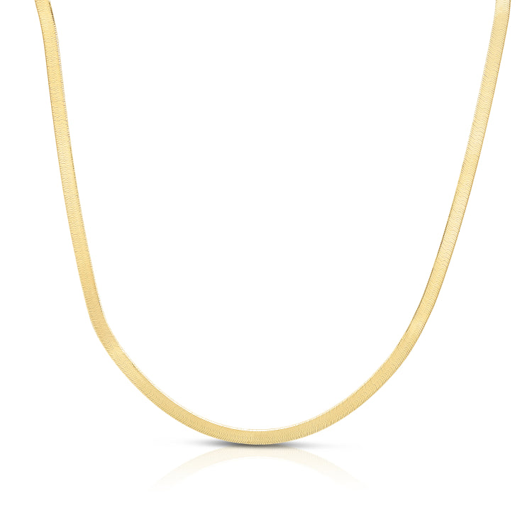 Silver (14k Yellow Gold Plated) 20 4.2mm Imperial Herringbone Chain Necklace with Lobster Clasp.