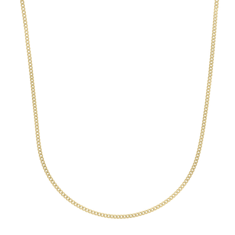 14K Yellow Gold 2.2mm Light Gourmette (Baby Cuban) 16 Chain with Lobster Clasp