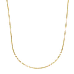 14K Yellow Gold 2.2mm Light Gourmette (Baby Cuban) 18 Chain with Lobster Clasp