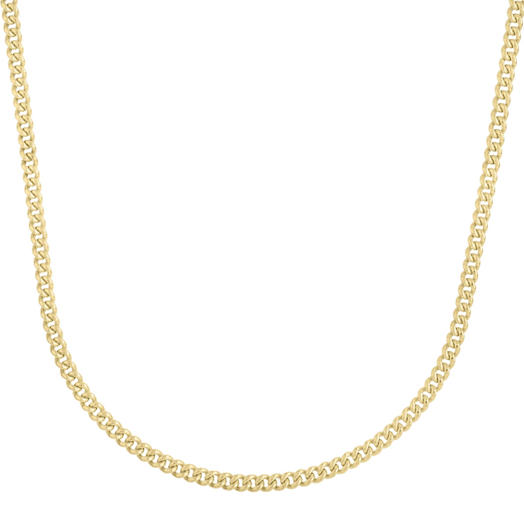 14K Yellow Gold 3.65mm Light Gourmette (Baby Cuban) 24 Chain with Lobster Clasp