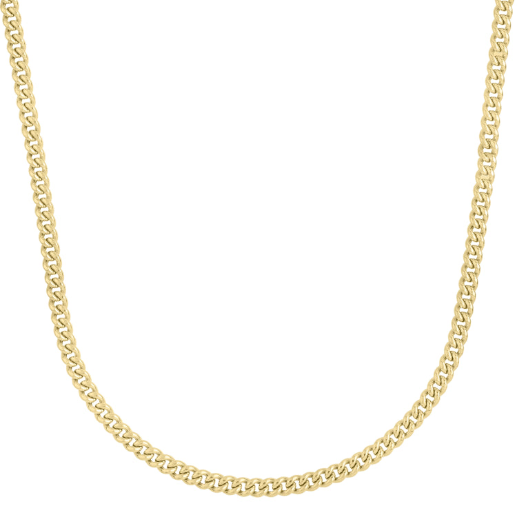 14K Yellow Gold 4.1mm Light Gourmette (Baby Cuban) 20 Chain with Lobster Clasp
