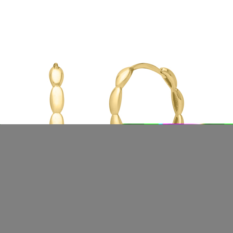 14K Yellow Gold Medium Rice Hoop Earrings with Snap Clasp