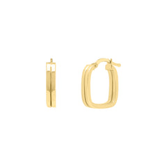 14K Yellow Gold Double Square Tube Hoop Earrings with Hinged Clasp